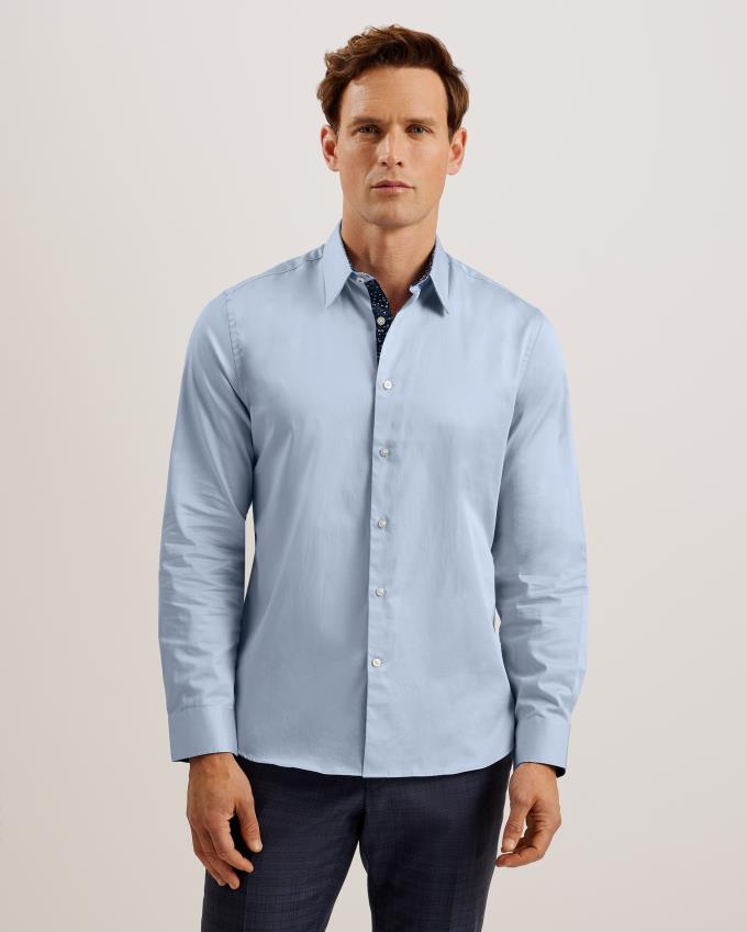 Chemises Ted Baker Regular Fit Long Sleeve Cotton Bleu Homme | MNC-38675983